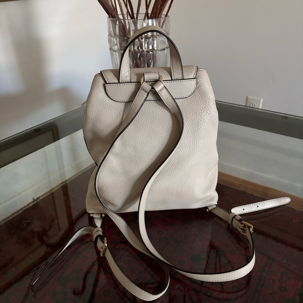 Michael Kors Raven Medium Light Sand Leather Backpack - Picture 3 of 7